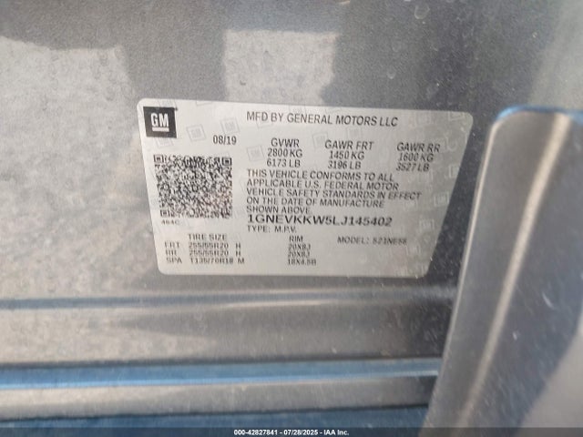 1GNEVKKW5LJ145402 Chevrolet lfy - spark ignited direct injection, atss, gen 1