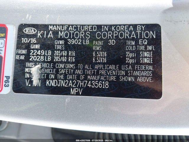 KIA gdi 2017 KNDJN2A27H7435618 Image 9