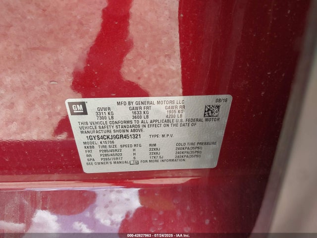 2016 CADILLAC ESCALADE 1GYS4CKJ9GR451321 Photo 8