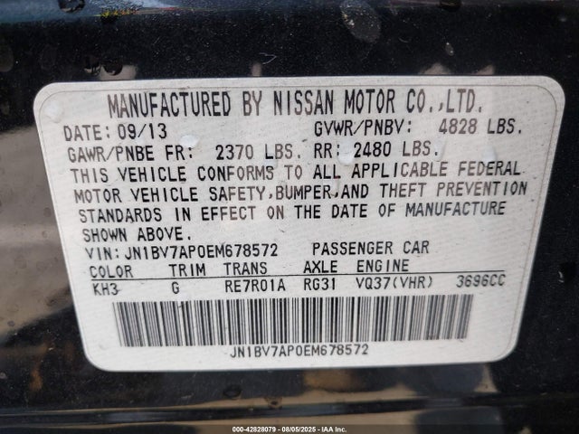 JN1BV7AP0EM678572 Infiniti Q50
