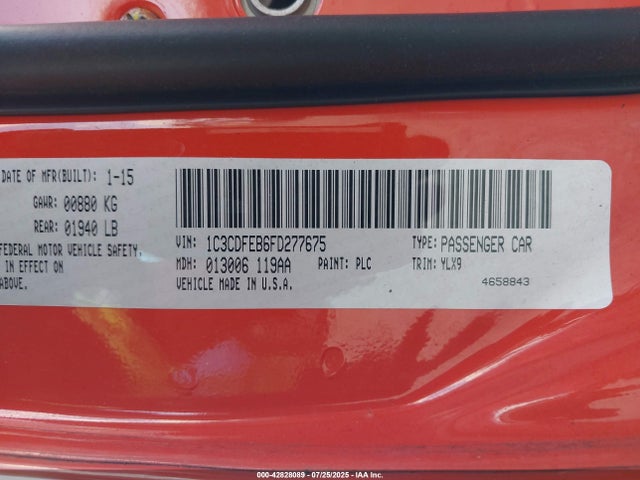 1C3CDFEB6FD277675 Dodge 2015
