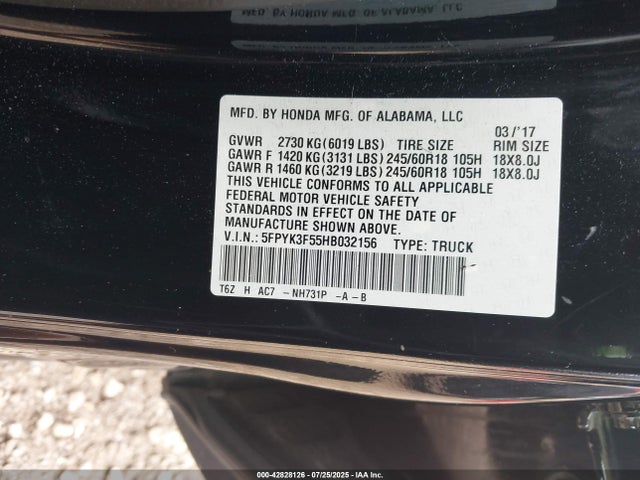 Honda j35y6 2017 5FPYK3F55HB032156 Image 8