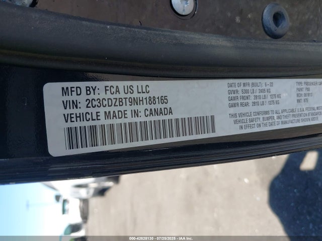 Dodge 2022 2022 2C3CDZBT9NH188165 Image 9