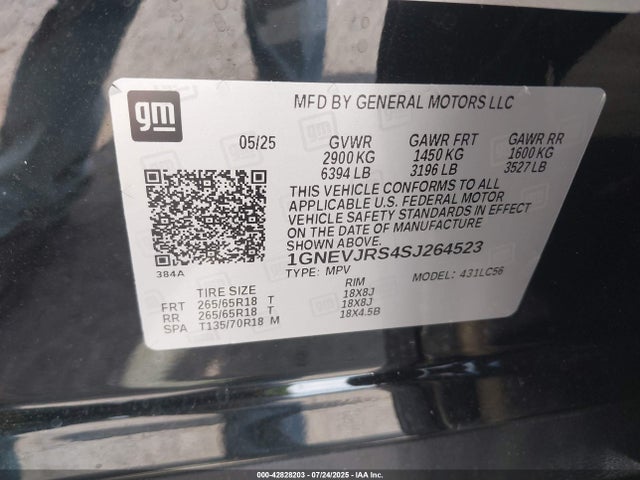 1GNEVJRS4SJ264523 Chevrolet lk0
