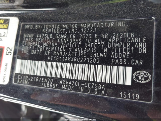 4T1G11AKXRU223200 Toyota a25a-fks
