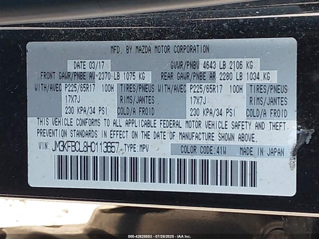 Mazda py 2017 JM3KFBCL8H0113657 Image 9