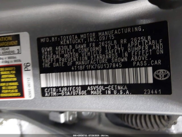 Toyota 2ar-fe 2016 4T1BF1FK7GU137845 Image 9