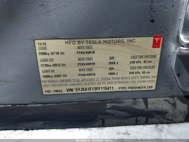 2015 TESLA MODEL S 5YJSA1E13FF115411 Photo 8
