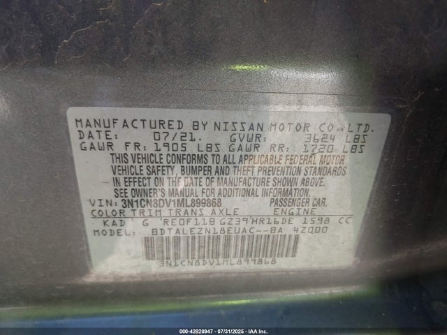 Nissan 2021 2021 3N1CN8DV1ML899868 Image 9