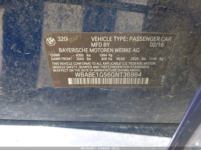 WBA8E1G56GNT36984 BMW 320i