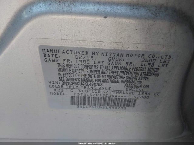 Nissan Kicks 2019 3N1CP5CU4KL498703 Image 9