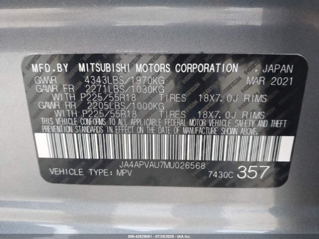 2021 MITSUBISHI OUTLANDER SPORT JA4APVAU7MU026568 Photo 8