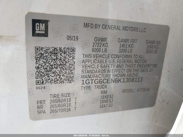 1GTG6CEN6K1308113 GMC lgz - direct injection, variable valve timing, alum, var2, gen 2
