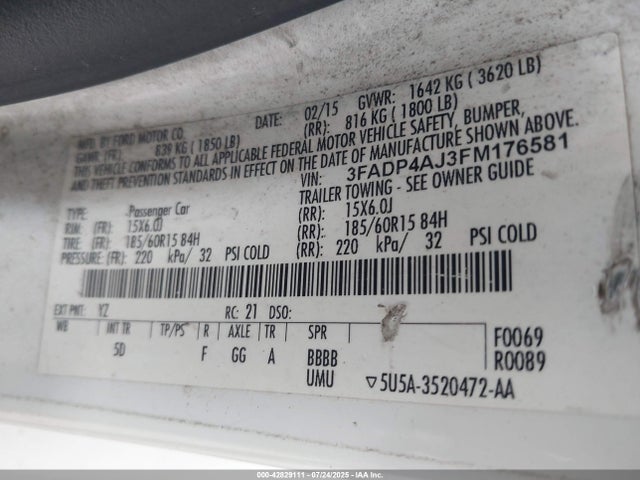 3FADP4AJ3FM176581 Ford 2015