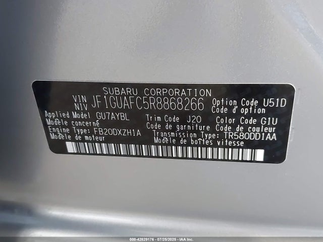 JF1GUAFC5R8868266 Subaru na