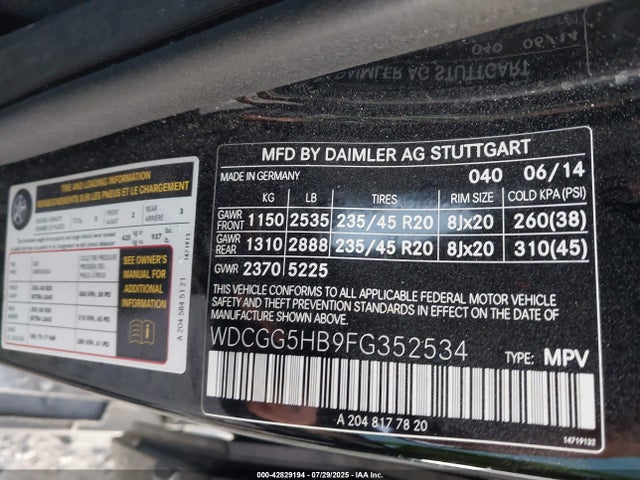WDCGG5HB9FG352534 Mercedes-Benz 2015