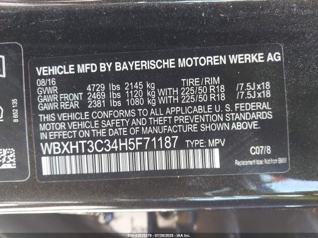 WBXHT3C34H5F71187 BMW X1