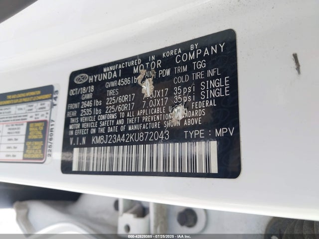 KM8J23A42KU872043 Hyundai gdi nu