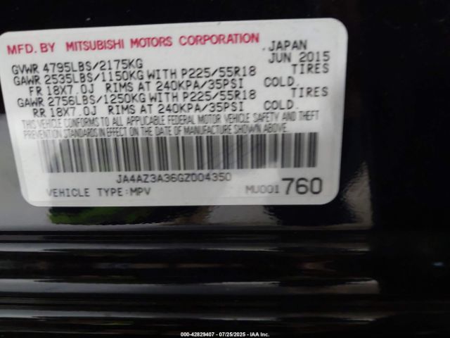 2016 MITSUBISHI OUTLANDER JA4AZ3A36GZ004350 Photo 8