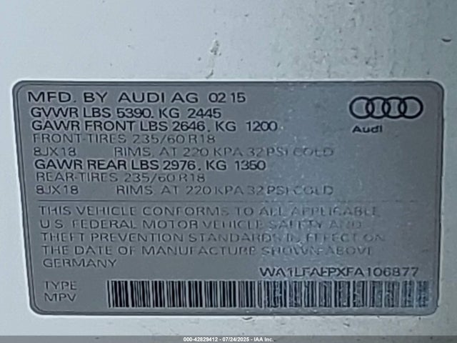 2015 AUDI Q5 WA1LFAFPXFA106877 Photo 8