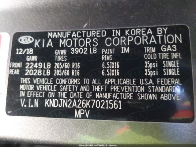 2019 KIA SOUL KNDJN2A26K7021561 Photo 8