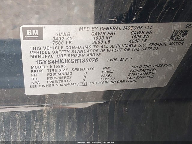 2016 CADILLAC ESCALADE ESV 1GYS4HKJXGR130076 Photo 8