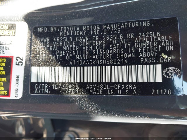 Toyota CAMRY SE 2025 4T1DAACK0SU580214 Image 9