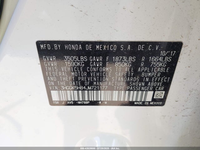 3HGGK5H84JM721177 Honda l15b1