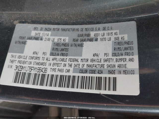 3MZBM1U76FM166438 Mazda pe