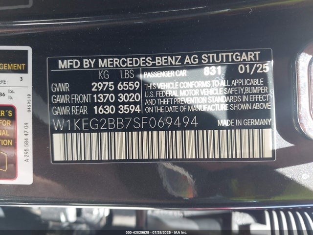 W1KEG2BB7SF069494 Mercedes-Benz electric motor