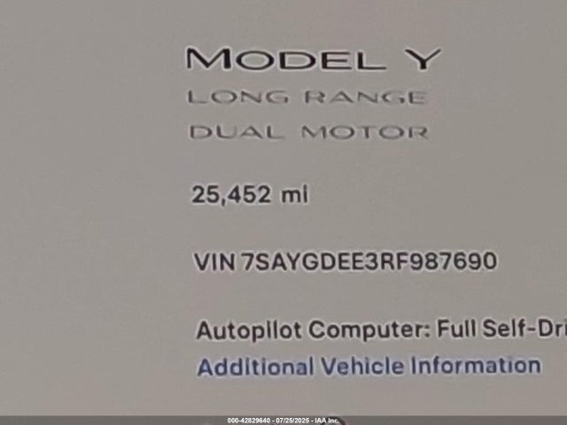 7SAYGDEE3RF987690 Tesla Model Y