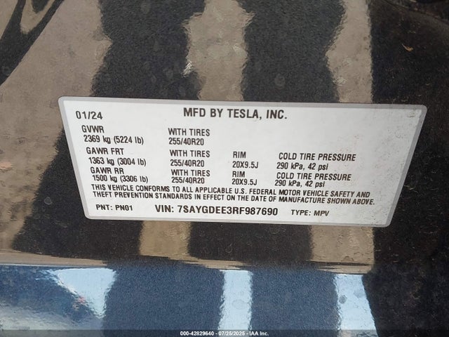 2024 TESLA MODEL Y 7SAYGDEE3RF987690 Photo 8