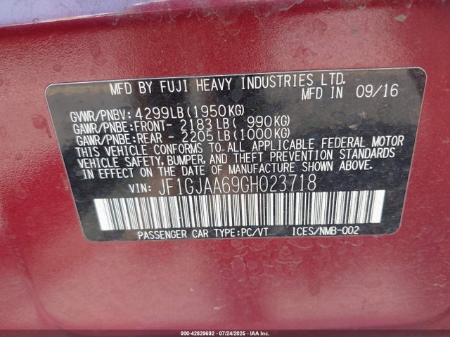 JF1GJAA69GH023718 Subaru 2.0l na