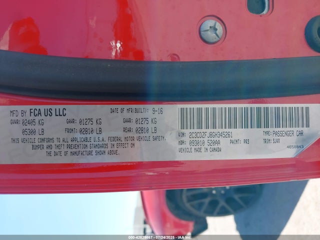 Dodge 2016 2016 2C3CDZFJ8GH345261 Image 9