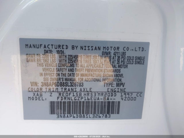 3N8AP6DB8SL326783 Nissan kicks mpv