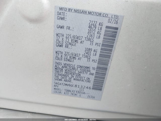 5N1AT2MV6GC813246 Nissan Rogue
