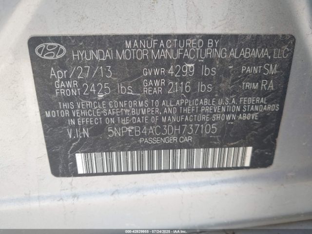 2013 HYUNDAI SONATA 5NPEB4AC3DH737105 Photo 8