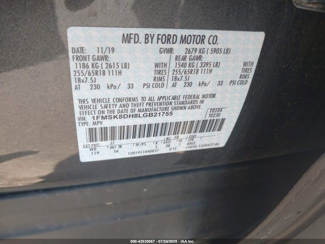 1FMSK8DH8LGB21755 Ford Explorer