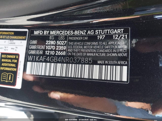 W1KAF4GB4NR037885 Mercedes-Benz m264