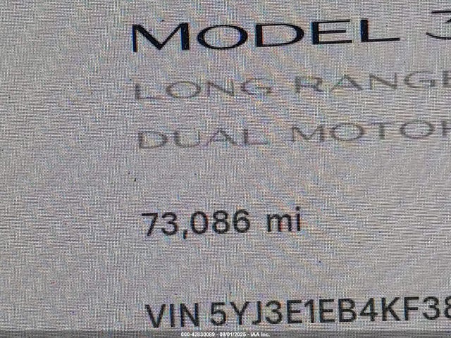 5YJ3E1EB4KF385937 Tesla MODEL 3
