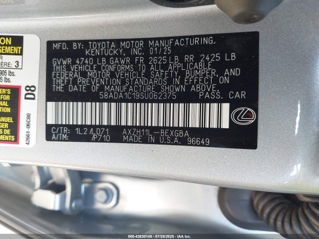 Lexus a25a-fxs 2025 58ADA1C19SU062375 Image 9