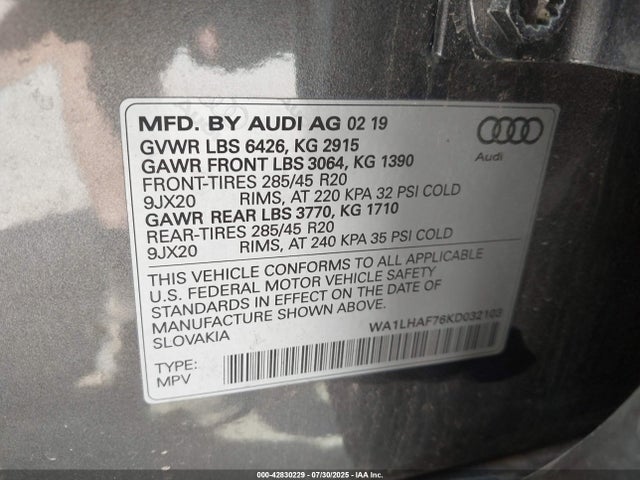 2019 AUDI Q7 WA1LHAF76KD032103 Photo 8