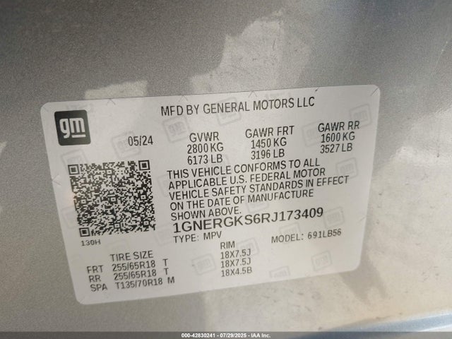 1GNERGKS6RJ173409 Chevrolet lk0