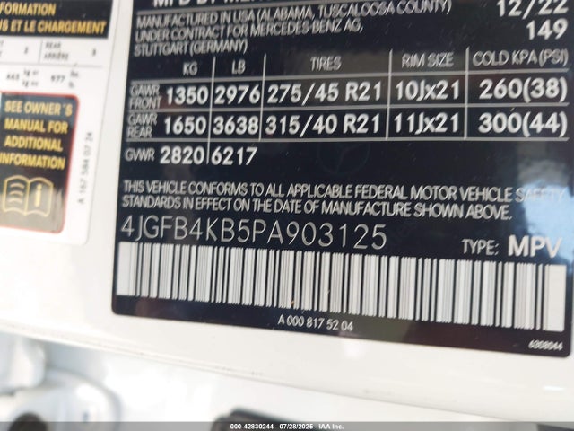 4JGFB4KB5PA903125 Mercedes-Benz m264