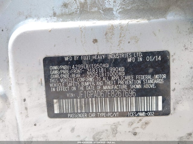 Subaru 2014 2014 JF1GPAD67E8267696 Image 9