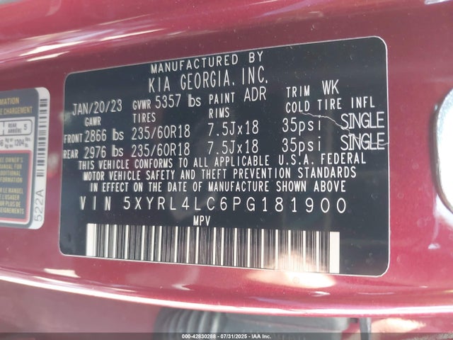 KIA gdi theta-iii 2023 5XYRL4LC6PG181900 Image 9