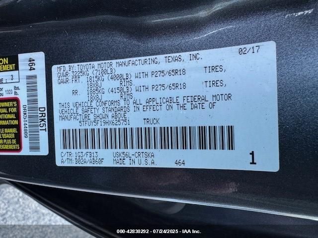 2017 TOYOTA TUNDRA 5TFUY5F19HX625751 Photo 8