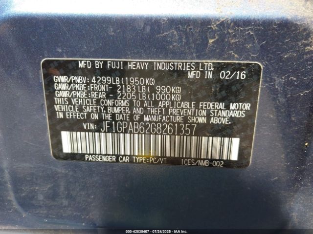 2016 SUBARU IMPREZA JF1GPAB62G8261357 Photo 8