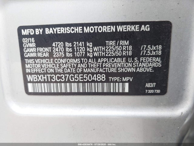 BMW 2016 2016 WBXHT3C37G5E50488 Image 9