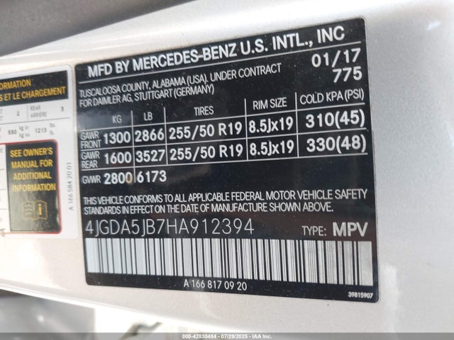 4JGDA5JB7HA912394 Mercedes-Benz m276
